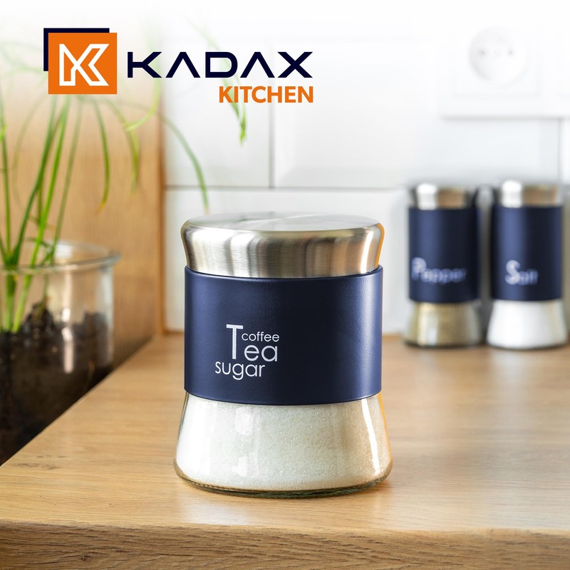 KADAX Glass Container, Container for Coffee, Leaf Tea, Coffee Containers,