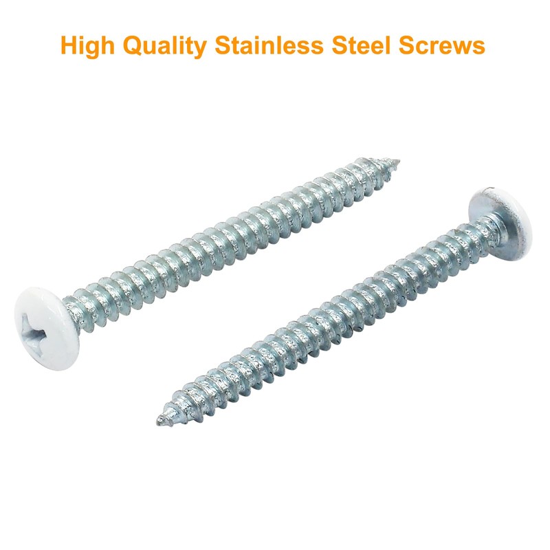 LifCratms 60Pcs White Screws #10 x 2, White Pan Head