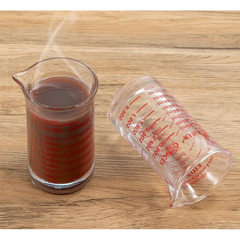 Ackers 3oz/90ml Glass Measuring Cup – Shot Glass with Double