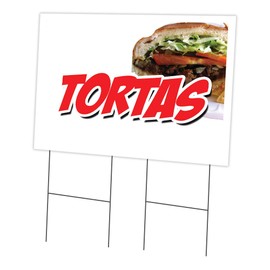 Tortas 24" x 36" Yard Sign & Stake | Advertise Your Business | Stake Included Double Sided Image | Made in The USA