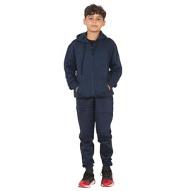 Grunge Wear® Back to School Kids Boys Girls Plain Tracksuit, Child's Pe School Zipper Hoodie Top Bottom Jogging Suit (Navy, 7-8 Years)