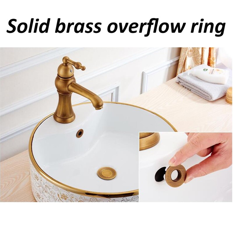 2 Pcs Brushed Brass Sink Overflow Ring, Brushed Nickel Bath