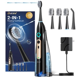 Ducard Electric Toothbrush with Water Flosser Combo, Cordless & Portable flossing Toothbrush for Travel, Sonic Electric Toothbrush for Adults for Teeth Cleaning, 3 Brush Modes & 5 Floss Speed
