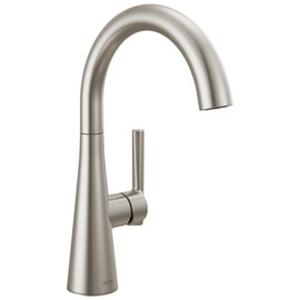 Delta Faucet Bar Faucet Brushed Nickel, Bar Sink Faucet Single Hole Brushed Nickel, Wet Bar Faucets, Prep Sink Faucet, Faucet for Bar Sink, SpotShield Stainless 14882LF-SP