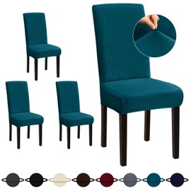 Sufdari Dining Room Chair Covers - Set of 4, Peacock Blue, Non-Slip Spandex, Stretch Dining Chair Slipcovers for Dining Room, Hotel (Large)