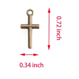 Ruwado 50 Pcs Cross Charm Pendant Religious Metal Antique Silver Vintage Mini Bead Finding for Jewelry Making Accessories Earring Bracelet Necklace Keychain DIY Project (Bronze)