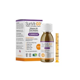 SunVit-D3 Vitamin D3 2000iu Oral Solution Vitamins for Kids - Cholecalciferol Vitamin D3 Drops Support The Maintenance of Bone, Teeth, Muscle & Immune System - Kids Vitamin (50ml Orange Flavor)