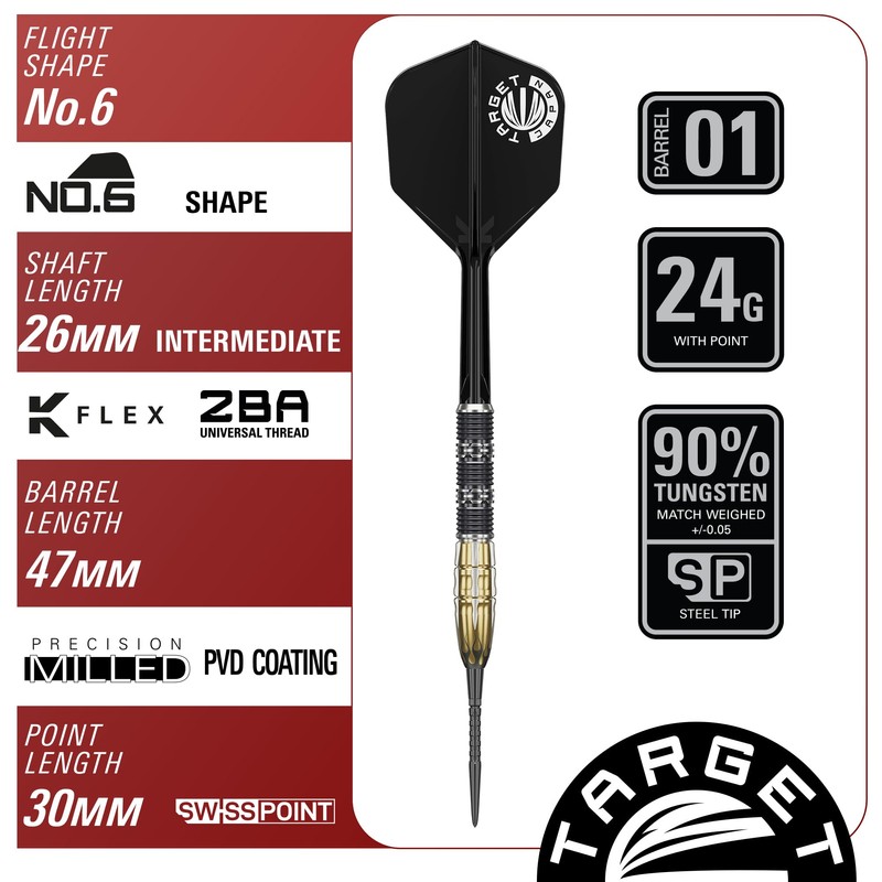 TARGET Japan Pyro G11 Steel Tip Darts with Kflex, 24G