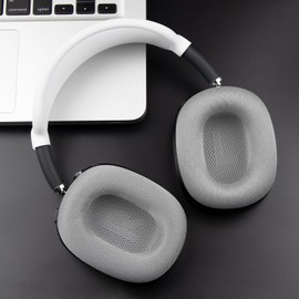 SOULWIT Replacement Earpads for Airpods Max Over-Ear Headphones, Ear Pads Cushions with Durable Mesh Fabric, Softer Foam - Silver