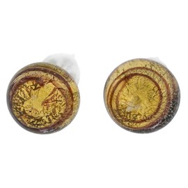 Glass Of Venice Murano Glass Ball Stud Earrings - Gold Purple Swirl