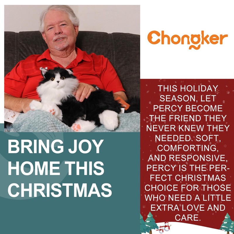 Chongker Interactive Companion Robot Cat Pets, Handmade Weighted Stuffed Animals,