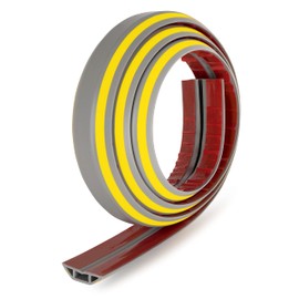 Rubber Bond Cord Cover Floor Cable Protector - Strong Self Adhesive Floor Cord Covers for Wires - Low Profile Extension Cord Covers for Floor & Wall - Grey Stripped - 2 Thick Cords - 8 Feet