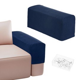 M METERXITY Couch Arm Covers, for 17.71 to 20" Length Stretch Sofa Armrest Covers Anti-Slip Armchair Slipcovers for Chairs/Couch/Recliner, Washable Furniture Armrest Protector[Navy Blue]