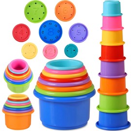 Stacking Cups, Toys for Toddlers 1-3 Year Old Stack and Count, Colorful Baby Stacking Water Set, Stackable Cups for Learning, Toddler Water Table Toy, Baby Bath Toy, Toddler Cup Toys (8 Count)