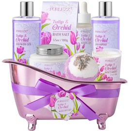 Cesta De Regalo De Spa Para Mujer, Set De Regalo Para Mujer, Regalos De Baño Y Cuerpo Para Mujer, Cestas De Regalo De Tulipán Para Mujer, Juegos De