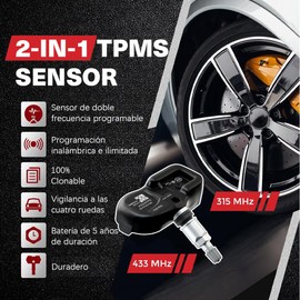 4 PCS TPMS Sensor, Sensor de Control de Presión de Neumáticos 315MHz Compatible con Toyota Camry Prius Corolla RAV4 Highlander Avalon Yaris Hilux Land Cruiser, Alarma Oportuna por Anormalidad