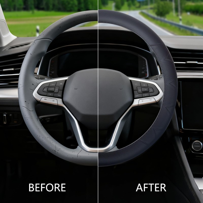 Universal Black Steering Wheel Cover, 14.5-15 Inch Black Universal Microfiber