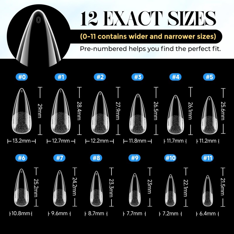 Stiletto Nail Tips and Glue Gel Kit, 120Pcs Pre-etched Pointed