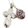 Needzo Enameled Sterling Silver Pysanka Egg and Three Bar Cross