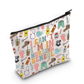 Nurse Makeup Bag Nurse Accessories Funny I Can't I'm In Nursing School Nurse Student Gift Ideas Design Zipper Bag ER Nurse Gift (MB, Nursing School CA)