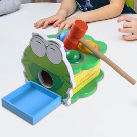 Perfeclan Frog Wooden Pounding Bench Baby Workbench Fine Motor Skills Cute for Baby 1 2 3 4 Year Old Kids Party Games Supplies Gifts