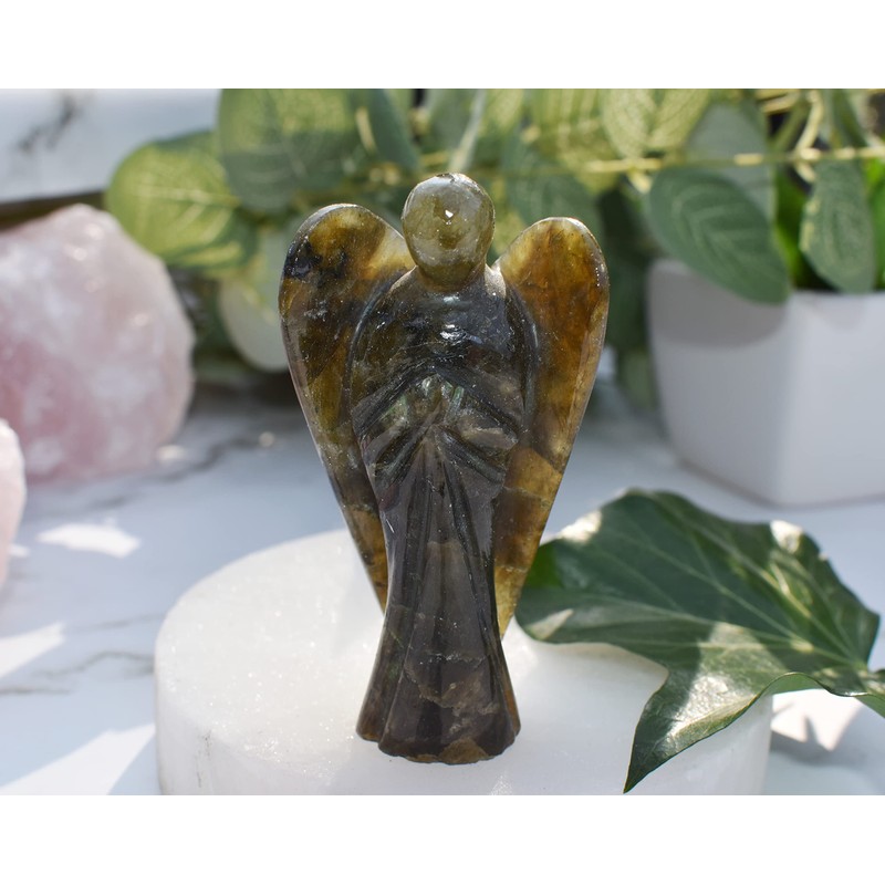 Reiki Healing Energy Charged Labradorite Crystal Large 8 cm Angel