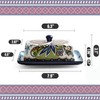 Ceramic Butter Dish with Lid Bohemia Hand Drawn Butter Plate