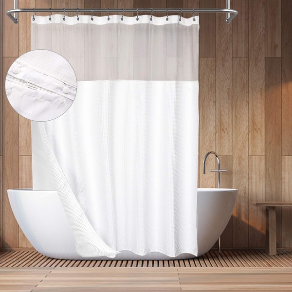 Barossa Design Hotel Style Cotton Shower Curtain with Snap-in Fabric