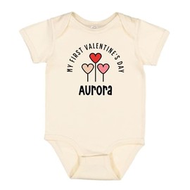 TATY Kids My First Valentine's Day Aurora Baby Infant One Piece Bodysuit 6 Months Natural