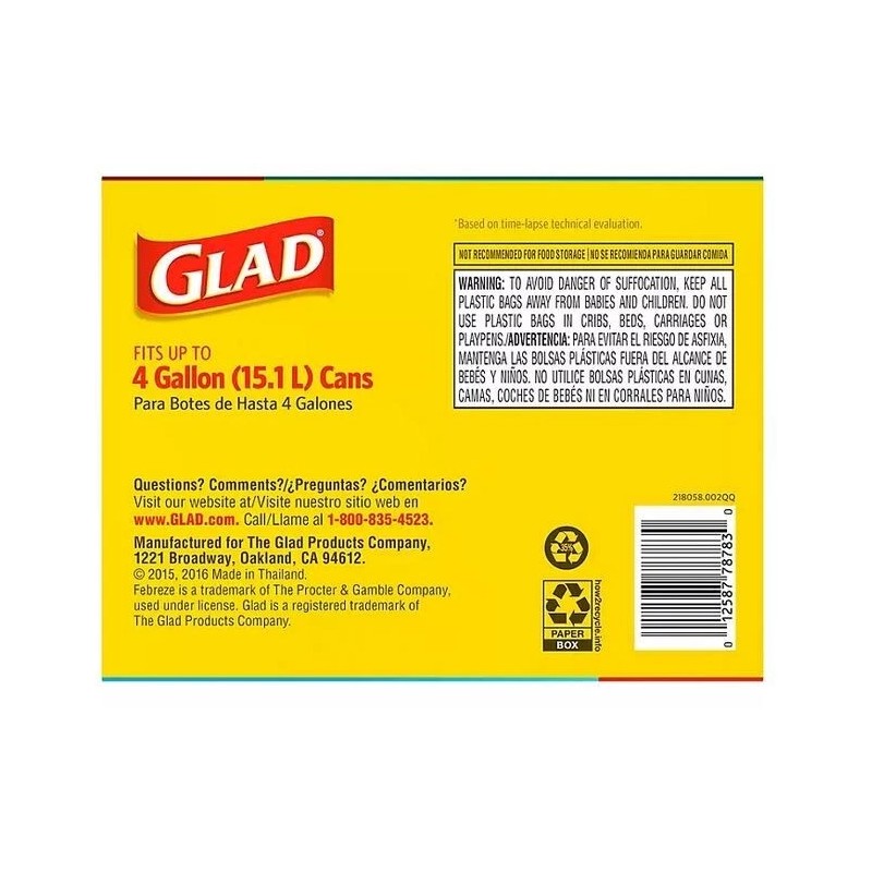 Glad Small Twist-Tie White Trash Bags, Fresh Clean Scent with
