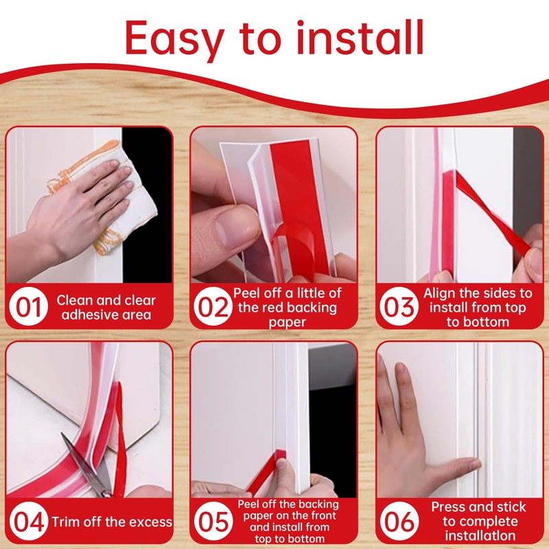 Upgrade T-Shaped Door Draft Stopper, Clear Silicone Seal Strip Weather