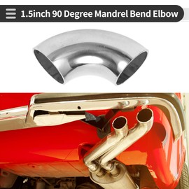 Motoforti 90 Degree Mandrel Bend Elbow Car Modified Exhaust Pipe Tubing Piping 1.5" Inch OD Thickness 1.5mm/16GA 38x100x1.5mm 201 Stainless Steel Silver Tone