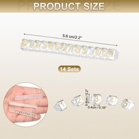 uxcell 14 Set Price Display Cube, Adjustable Price Tag Stand Removable Mini Tag Number Letter Price Dollar Block Kit for Jewelry Retail Shop Price Signs (Clear/Gold, 2.2" Length)