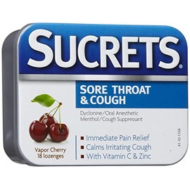 Sucrets Complete Sore Throat & Cough Suppressant Lozenges Vapor Cherry, 18 ct