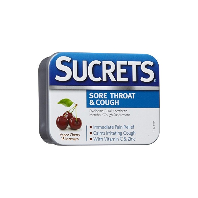 Sucrets Complete Sore Throat & Cough Suppressant Lozenges Vapor Cherry,