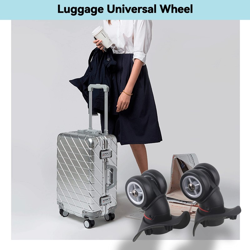 1 Pair Replacement Wheels for Luggage 360 Swivel Dual Suitcase