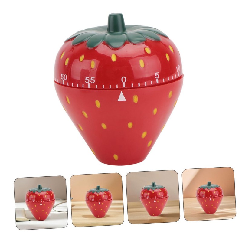 LIFKOME Strawberry Shape Mechanical Timer Manual Countdown for Kitchen Cooking