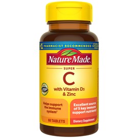 Nature Made Nature Made Super C with Vitamin D3 and Zinc, Dietary Supplement for Immune Support, 60 Tablets, 60 Day Supply