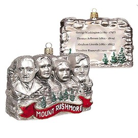 Mount Mt. Rushmore South Dakota Mounument President Washington Jefferson Lincoln Roosevelt Polish Glass Christmas Ornament Travel Souvenir