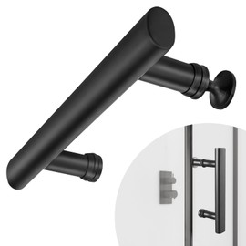 SEGNAYEN Shower Door Handle, 145mm Hole to Hole Metal Replacement Shower Door Handles with Shower Knobs for Shower Enclosures Room Sliding Push Pull Glass Door Parts, Black