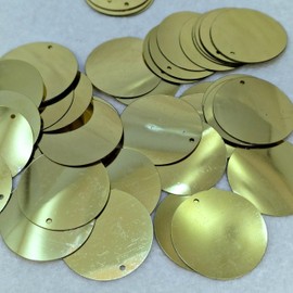 MajorCrafts 30mm 40g 150pcs Metallic Large Round PVC Sequins with 1x Hole (Light Gold)