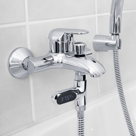 MAXXMEE Thermometer for water taps, simply check the temperature accurately. Ideal for the shower, bath or sink. The display can be rotated 360° [silver]