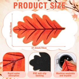 Dunzy Fall Leaf Bathroom Rug Soft Autumn Mat for Bathroom, Kitchen, Entryway Maple Leaf Fall Decor Indoor Seasonal Carpet for Thanksgiving, Cozy Home Decorations(17.7 x 27.5 inch)
