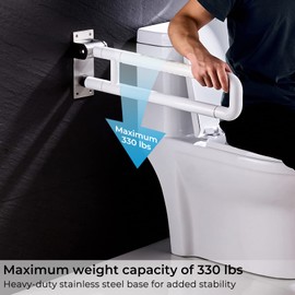 Upgrade Handicap Grab Bars for Bathroom, Flip Up Toilet - Rails for Elderly for Wall, Non-Slip Toilet Handles, Glows at Night, Suitable for Pregnant Women and Disabled, 23.6 Inch