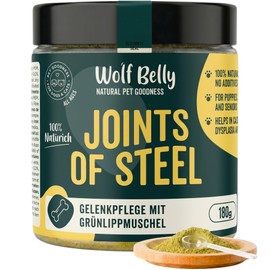 Wolf Belly - Green-lipped Mussel for Dogs and Cats, 100% Natural (180 g) with MSM Powder Against Osteoarthritis, Strong Joints, Anti-Inflammatory with Collagen, Veterinary Formula, Made in Europe