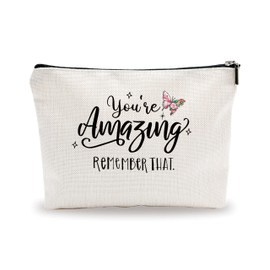 Butterfly Makeup Bag - You're Amazing, Remember That - Positive Quotes Cosmetic Bag, Toiletry Bag Gift For Girls, Teen, Sister, Besties, Personal Care & Accessories - A01
