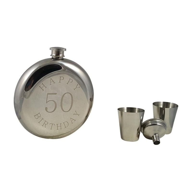 Happy 50th Birthday Flask Gift Set