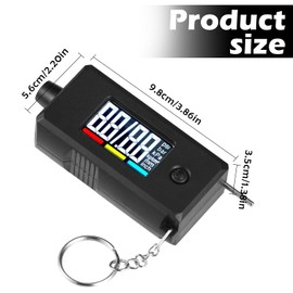 2 in 1 Digital Tyre Pressure Gauge and Tyre Tread Depth Gauge, Accurate Checker with Large Backlight LCD Display & Key Ring for Car Truck Bike, up to 120 PSI & 15mm