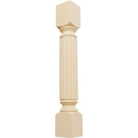 Ekena Millwork COL05X05X35RAMA Raymond Reeded Cabinet Column (Top Block: 6", Bottom Block: 7"), 5"W x 5"D x 35 1/2"H, Maple