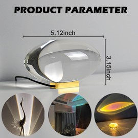 Rumexeng Angel Eyes Projection Night Light, Colorful Crystal Lamp Sunset Table Lamp, Crystal Atmosphere Lamp, Tabletop Light Atmosphere Night Light for Party Home Decor Bedroom Living Room